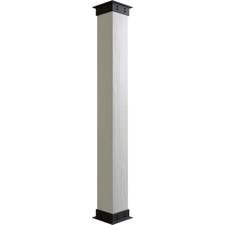 Ekena Millwork Rough Cedar Faux Wood Non-Tapered Square Column Wrap w/ Faux Iron Capital & Base, 8"W x 8'H COLURC08X096IRUF